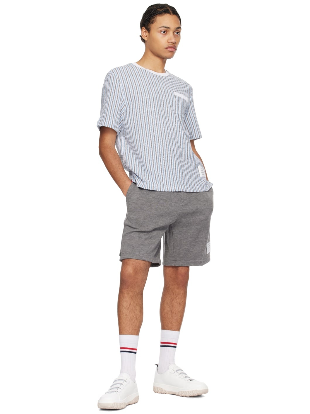 Blue & Gray Striped T-Shirt - 4
