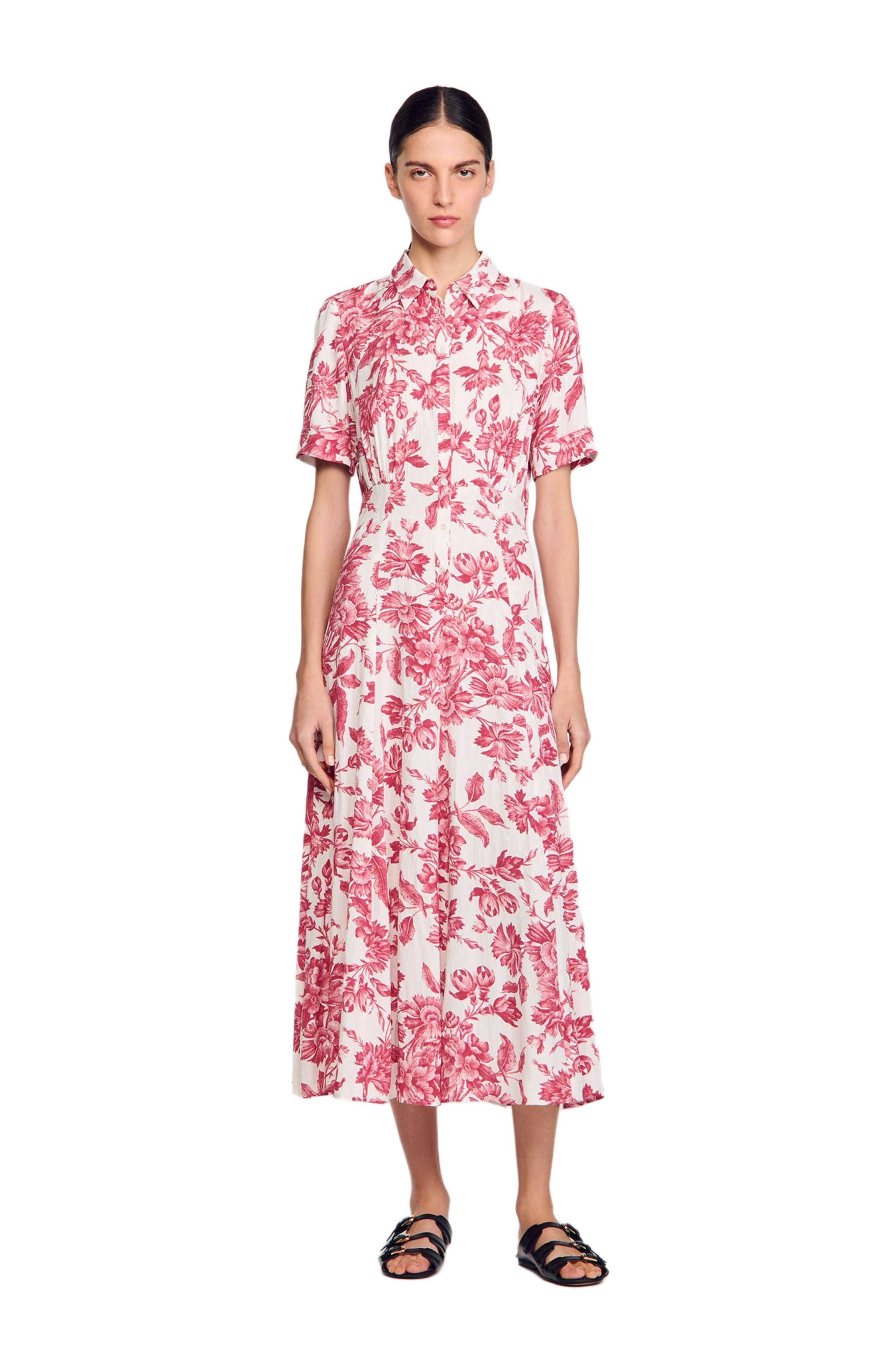 SANDRO Floral patterned maxi dress in White /Red at Nordstrom - 6