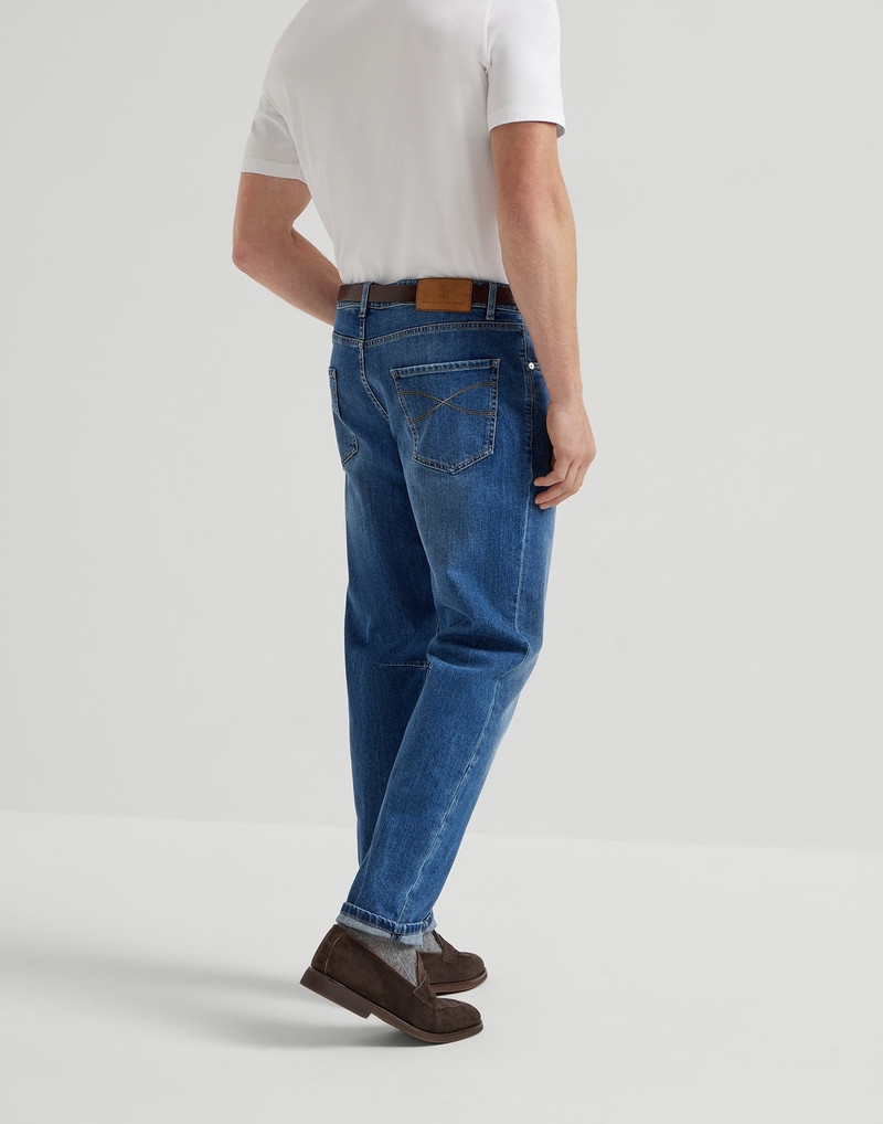 Brunello Cucinelli Comfort cotton denim leisure fit five-pocket trousers outlook