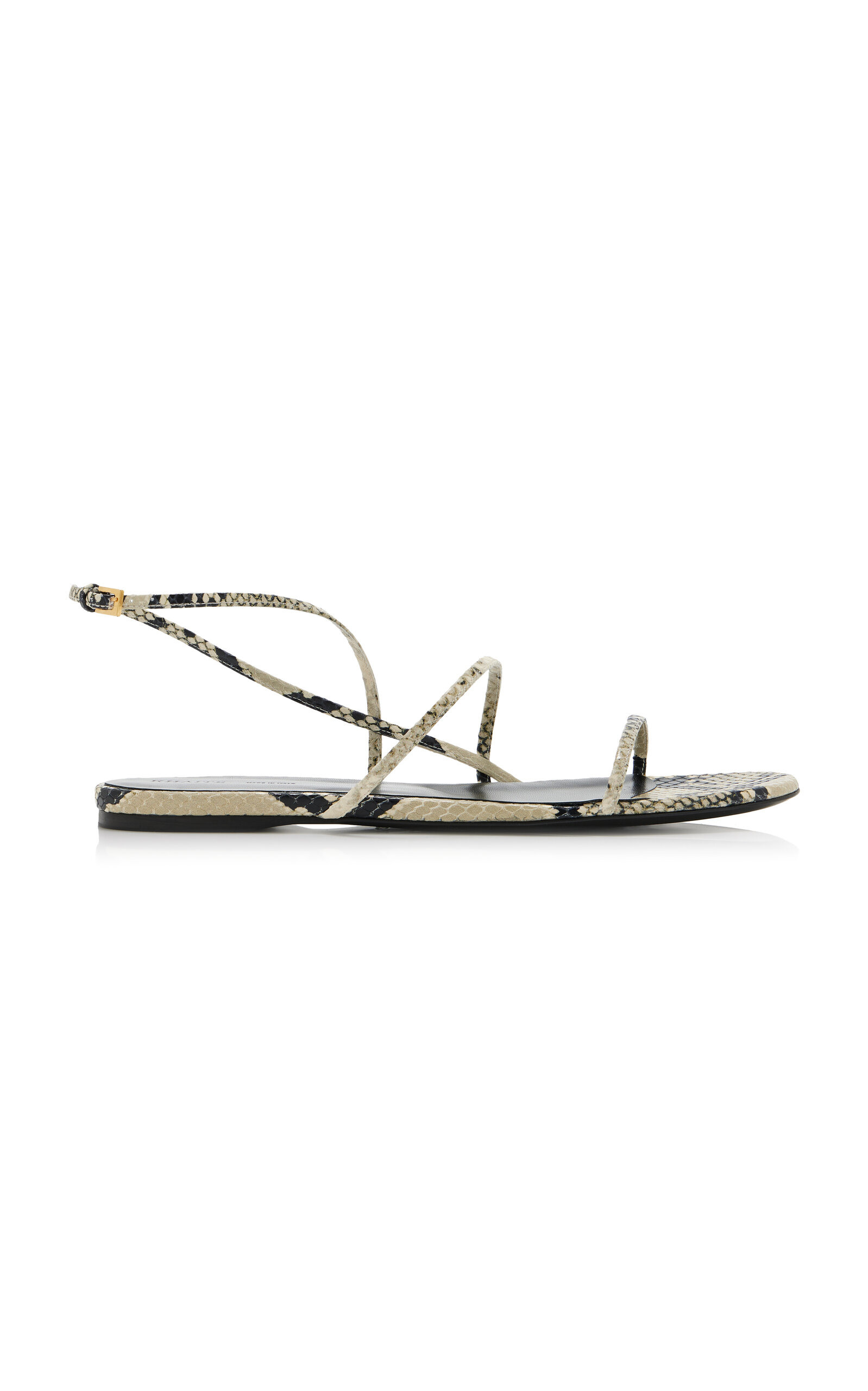 Loop Python-Effect Leather Flat Sandals python - 1