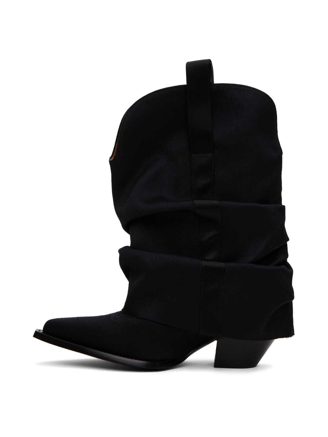 Black Chunky Sleeve Cowboy Boots - 3