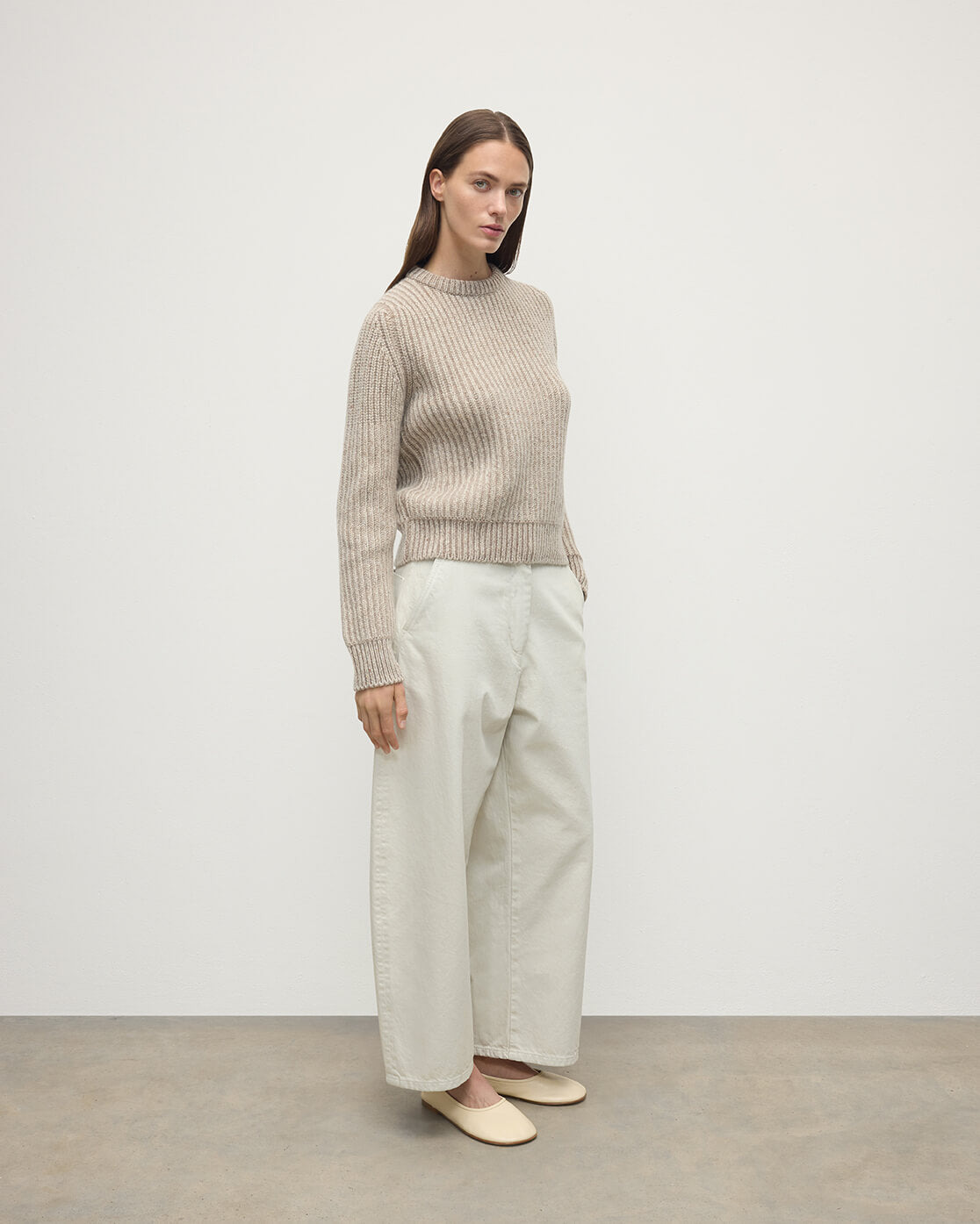 High Neck Donegal Cashmere Cream Jumper - 3