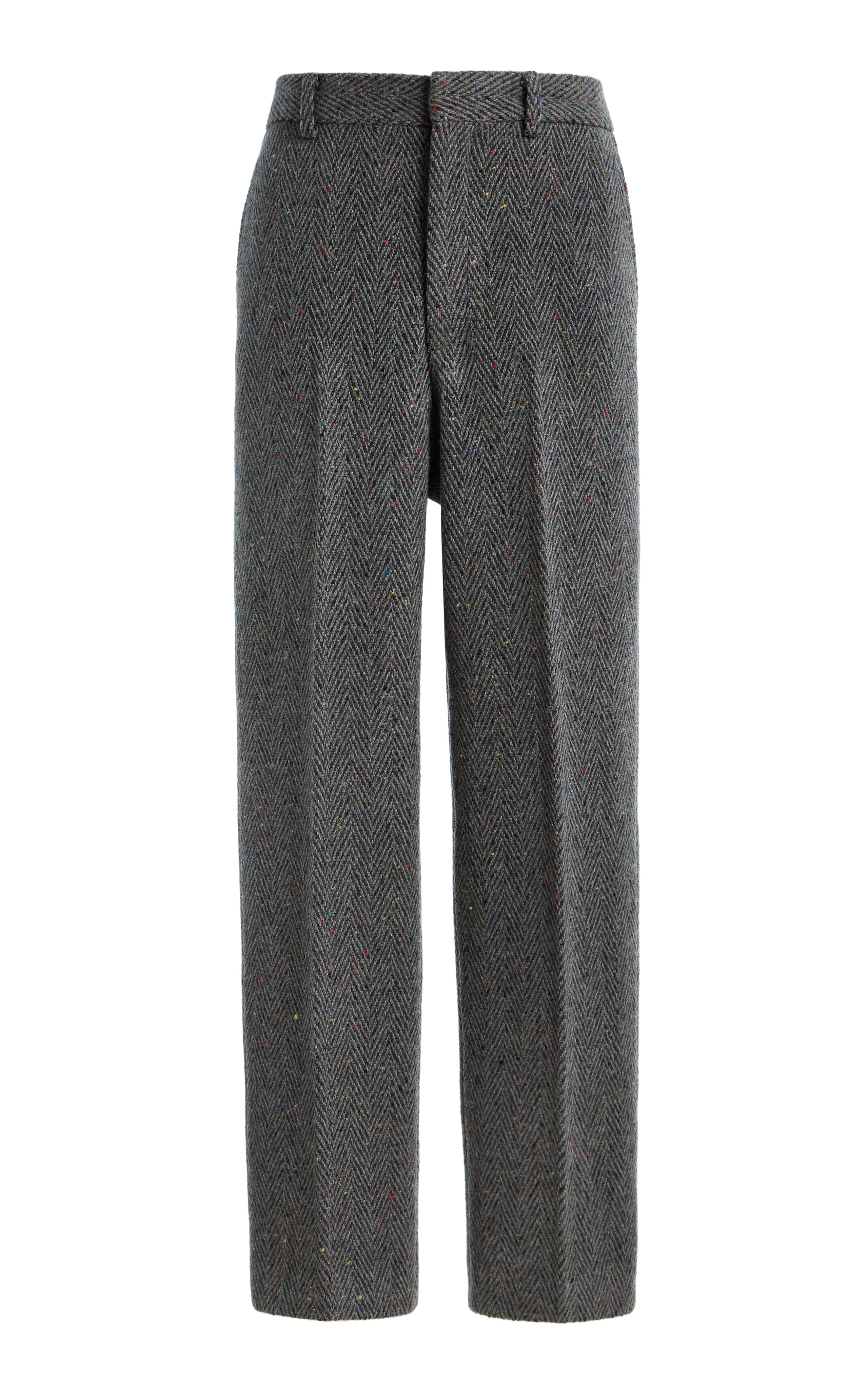 Harold Straight-leg Trouser in Charcoal Multi Cashmere Wool Herringbone - 1
