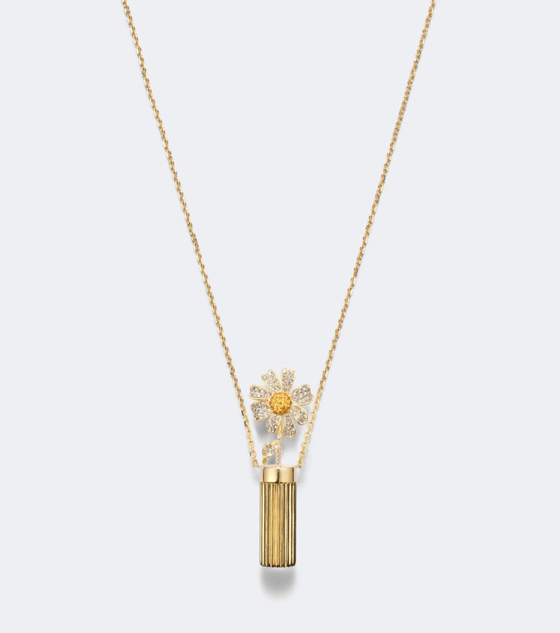 Vase Berlingot and Daisy 9kt gold pendant necklace with diamonds and citrines 4