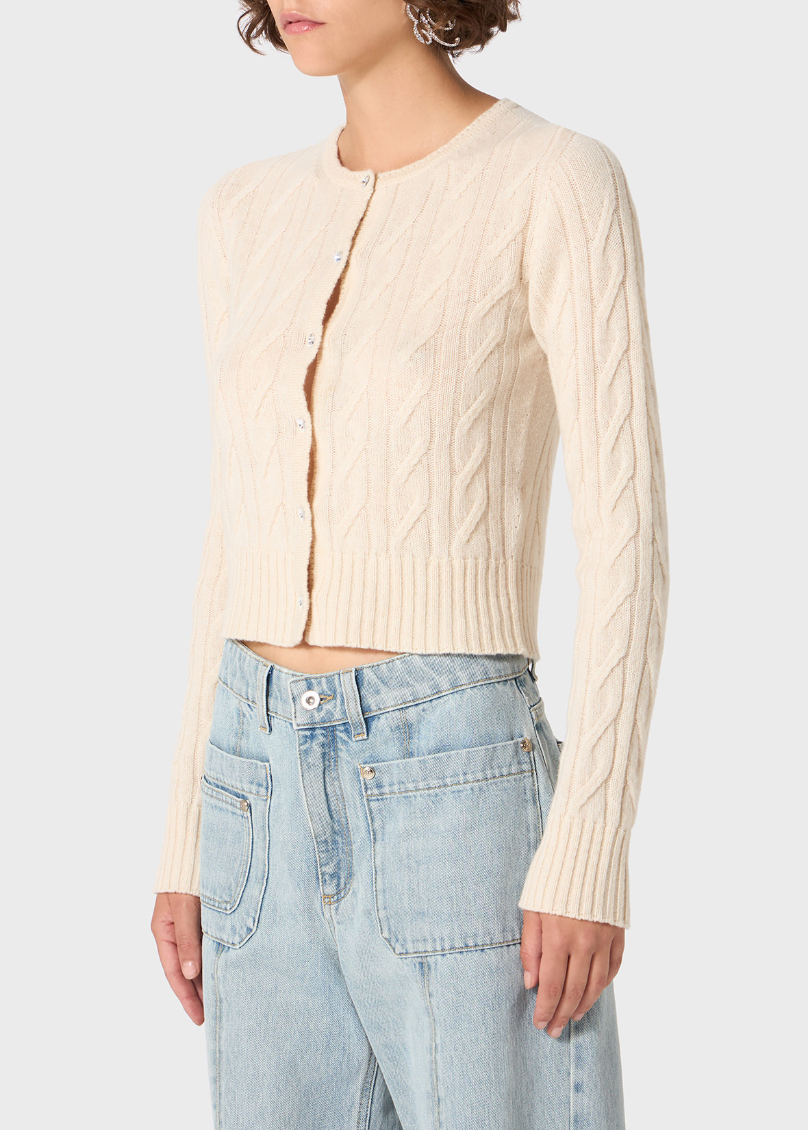 WOOL AND CASHMERE CARDIGAN WITH JEWEL BUTTONS - 5