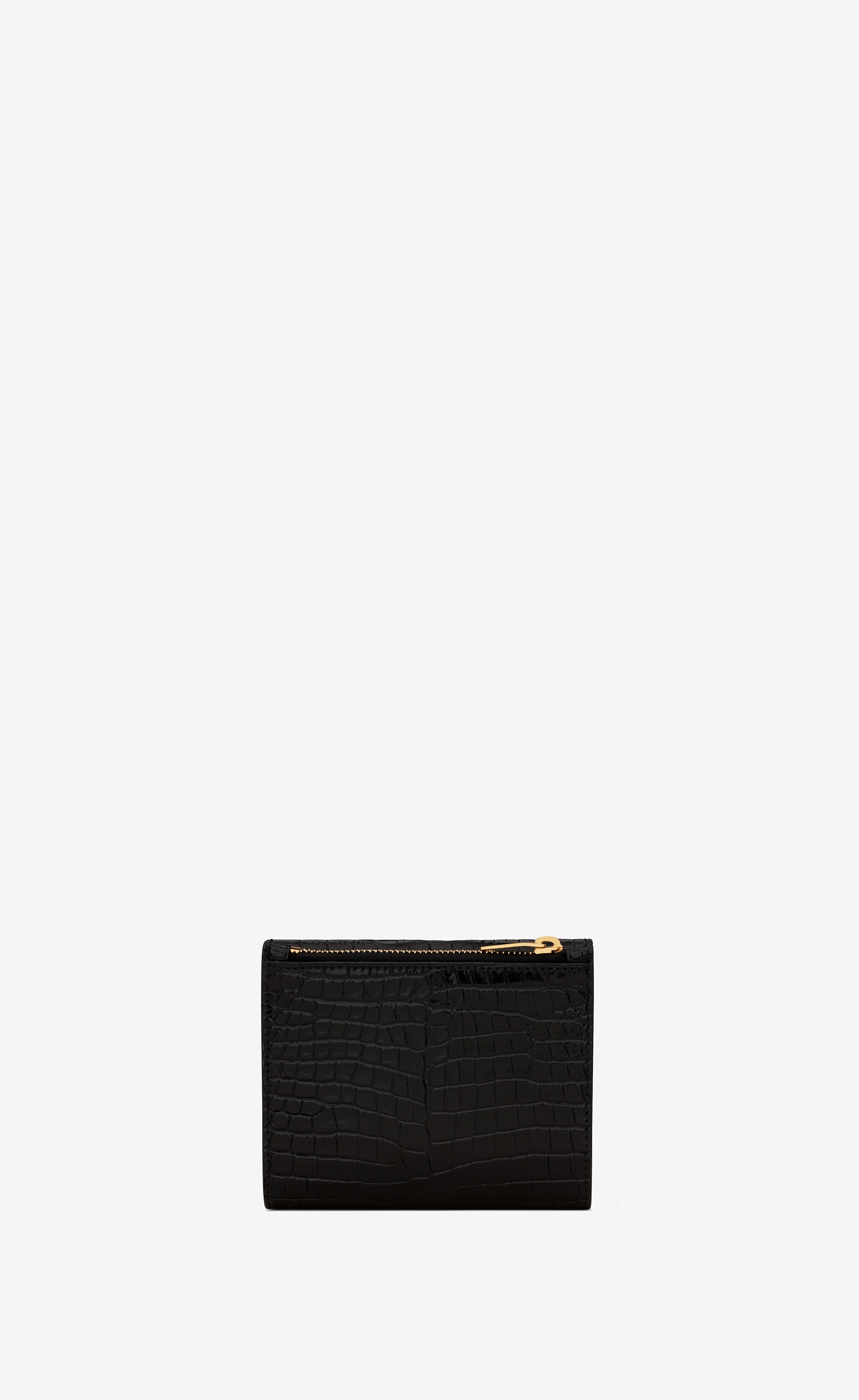 uptown compact wallet in crocodile-embossed shiny leather - 2