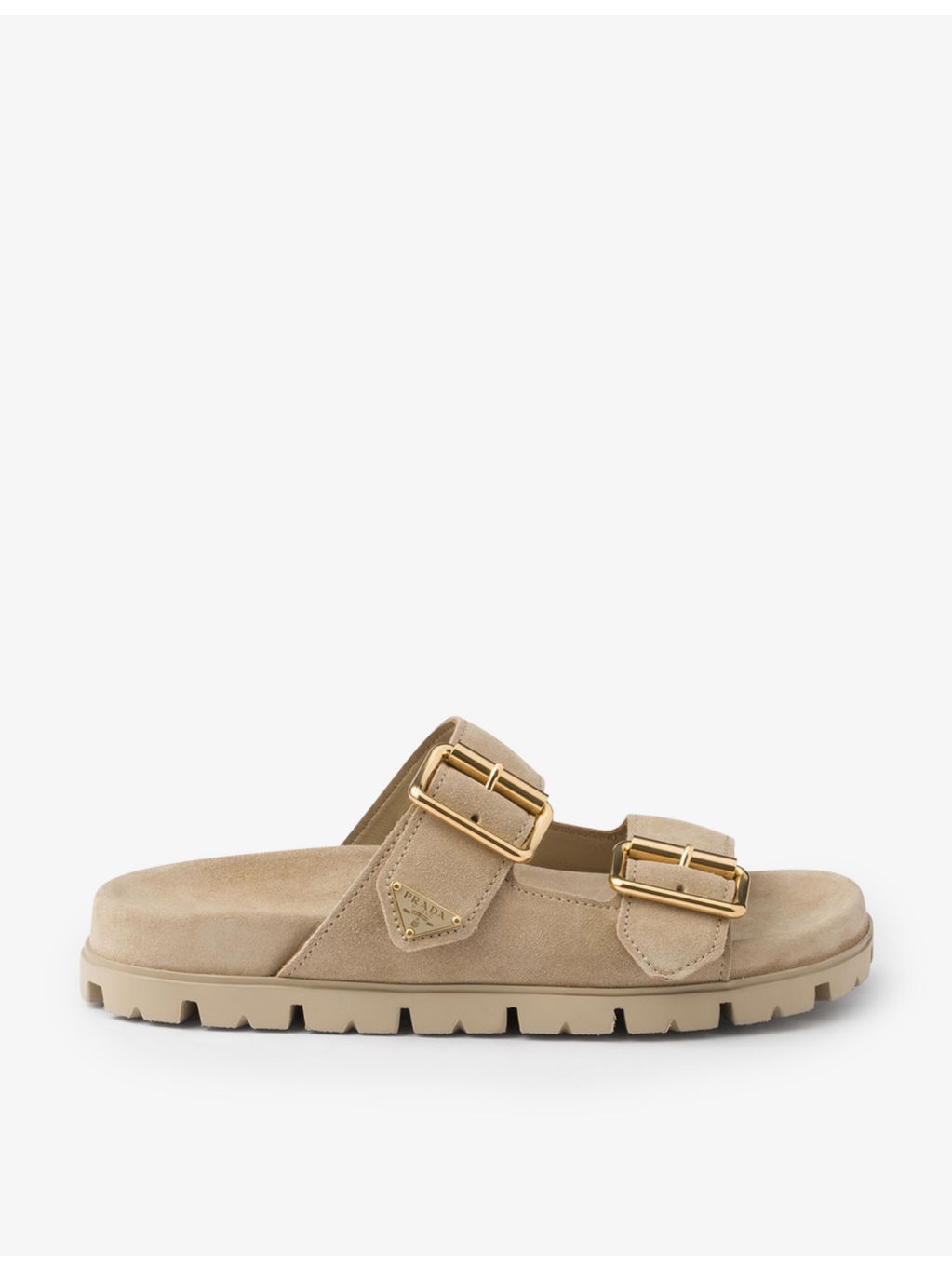 Brand-plaque buckled suede sliders - 1