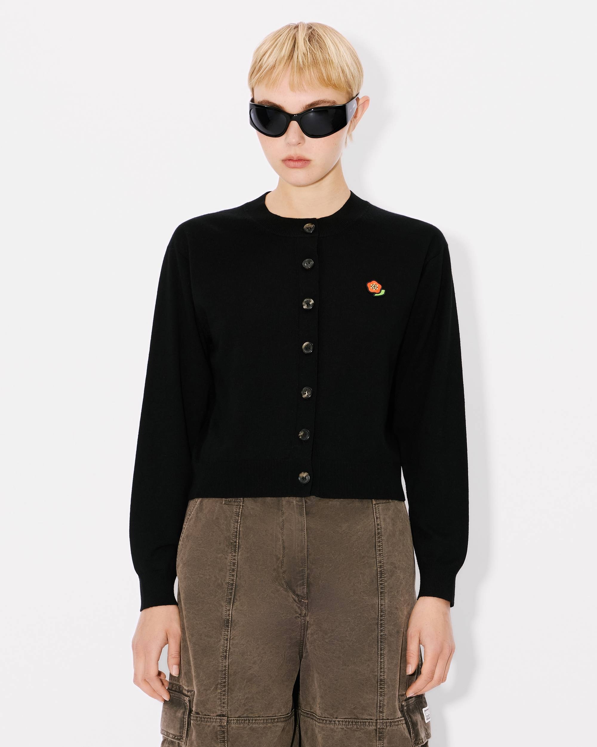'KENZO Pop' embroidered crewneck cardigan in merino wool - 3