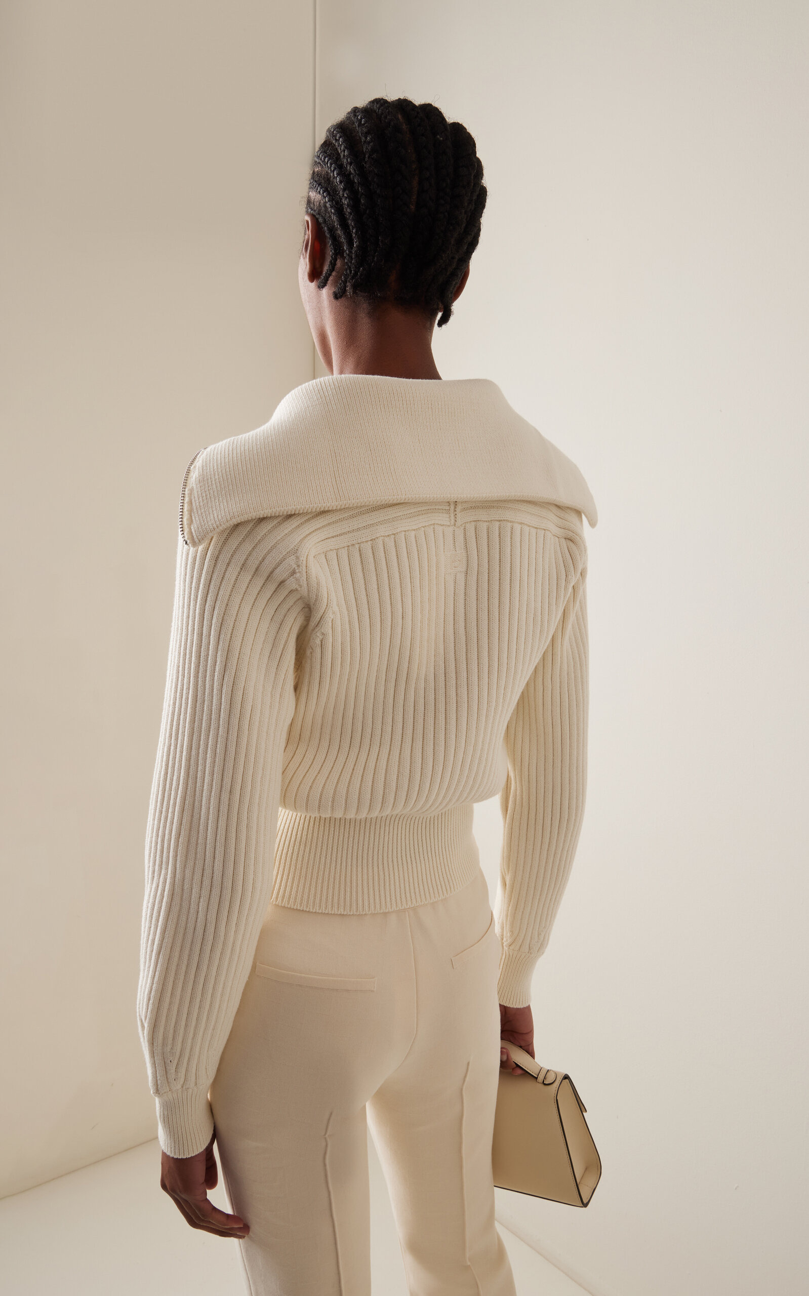 Chester Ribbed-Knit Cotton-Blend Sweater ivory - 4