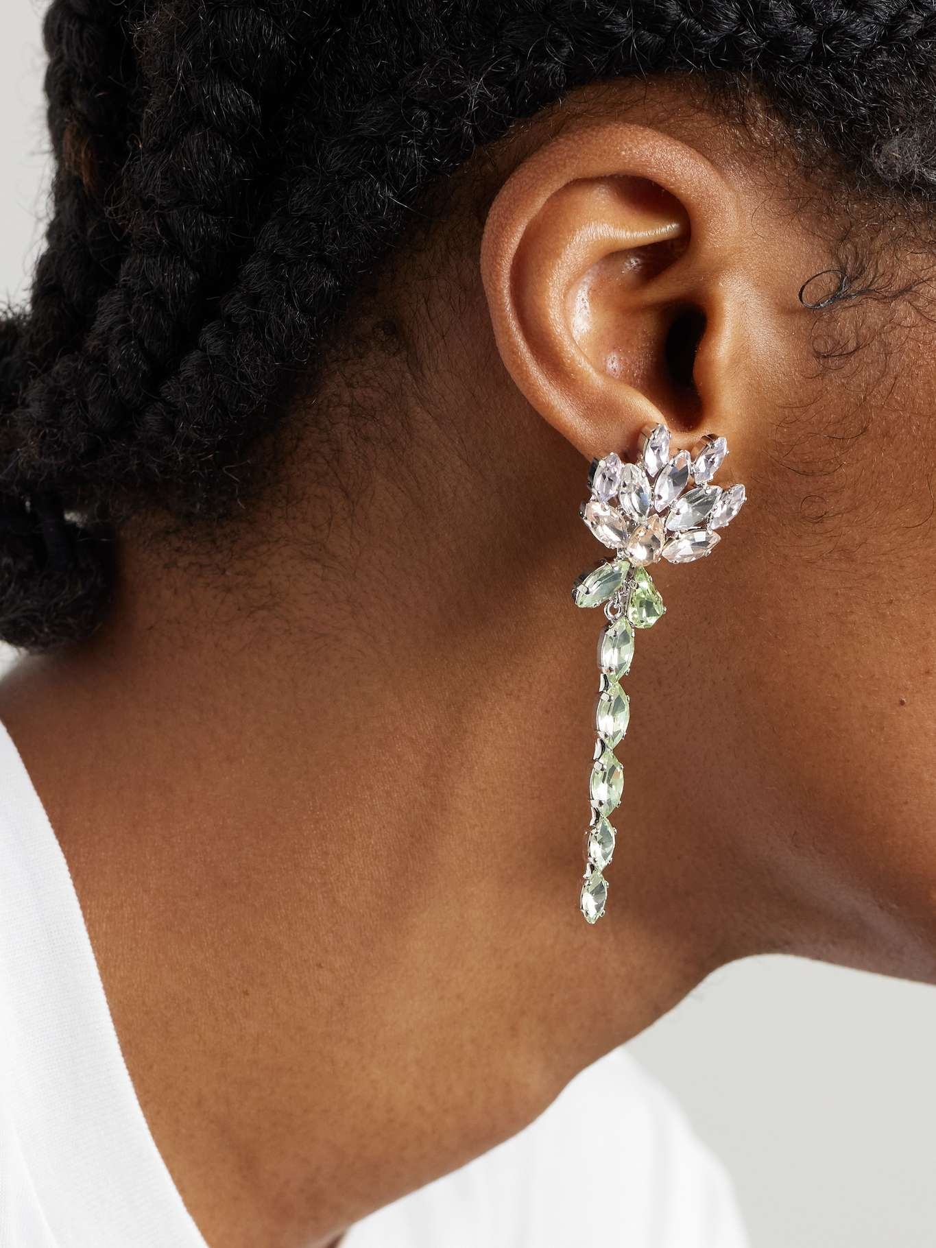 Carnation silver-tone crystal earrings Silver - 2