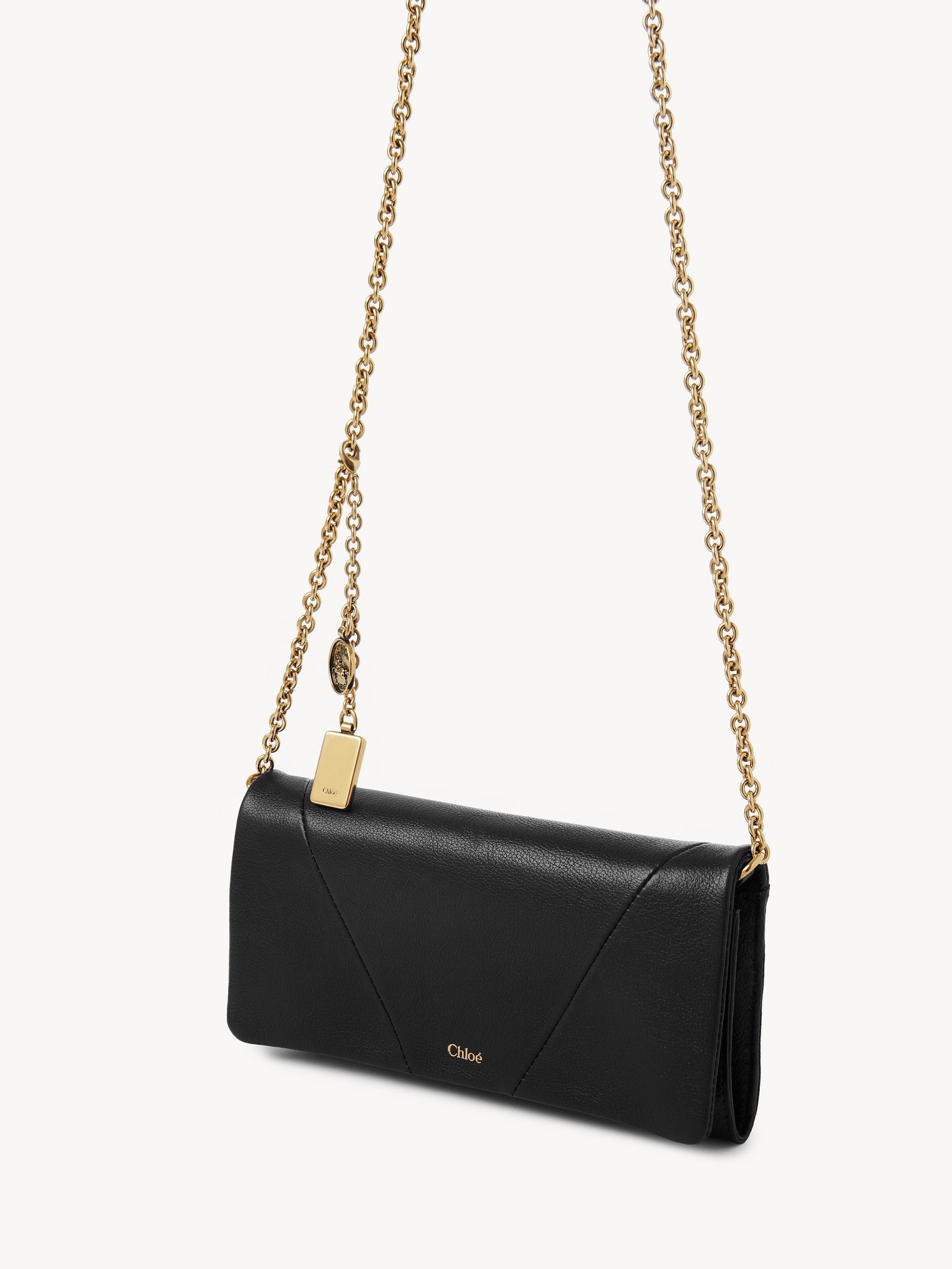 CHLOÉ SPIN FLAP WALLET ON CHAIN IN GRAINED LEATHER - 2
