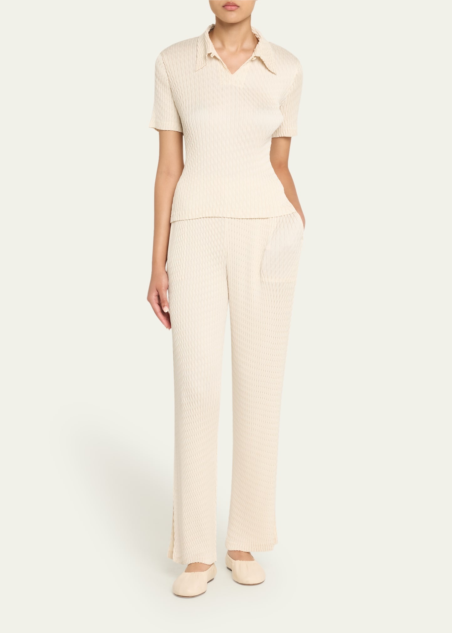 Sleek Pleats Polo Shirt - 2