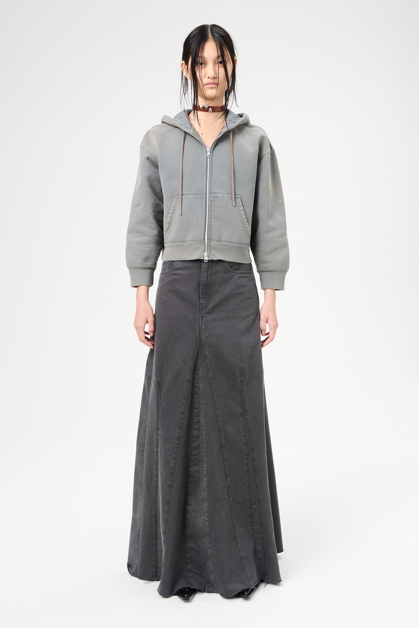 Rebel Skirt Ash Black Herringbone - 1
