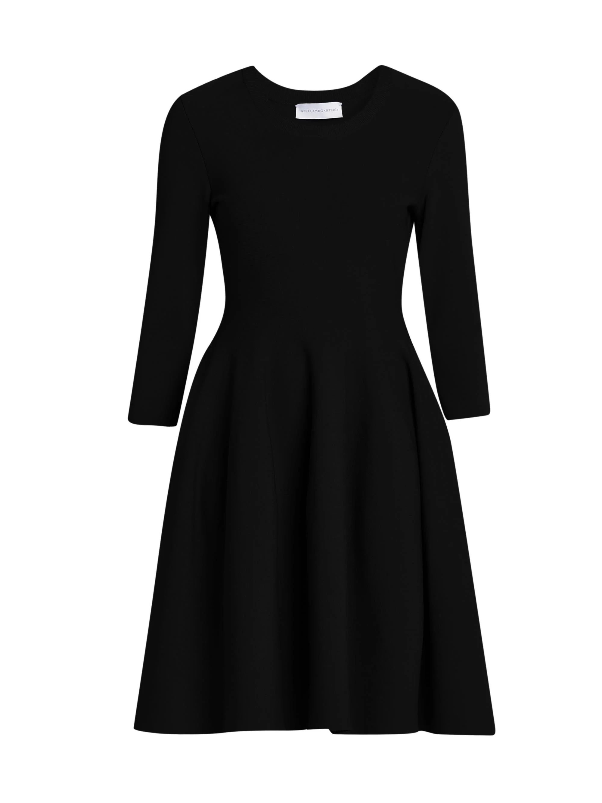 Women's Compact Knit Fit-And-Flare Knee-Length Dress - Black - 1