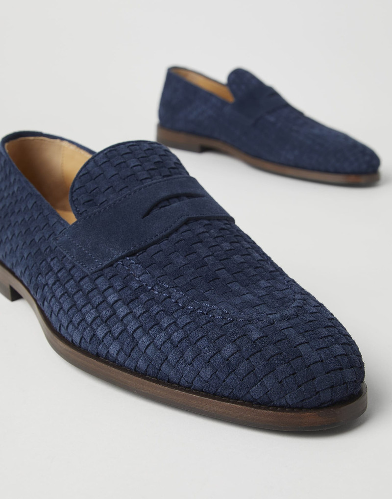 Woven suede penny loafers 3
