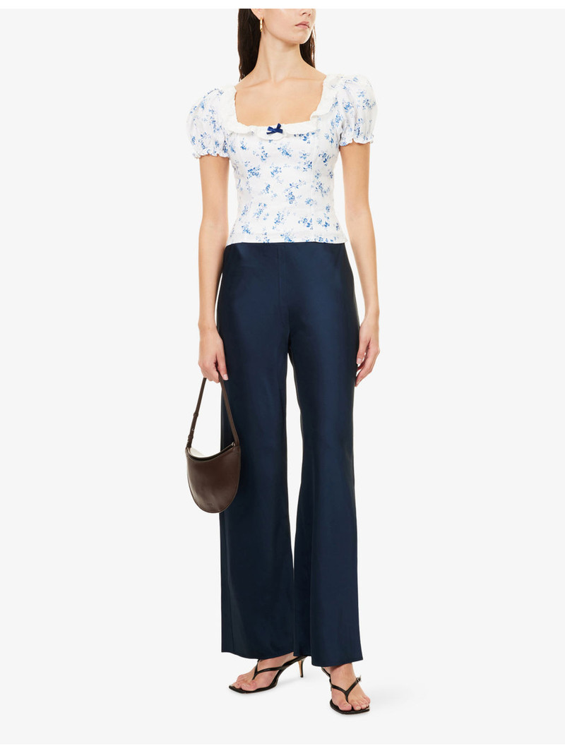 Reformation Alice Floral-Print Puff-Sleeve Linen Top outlook