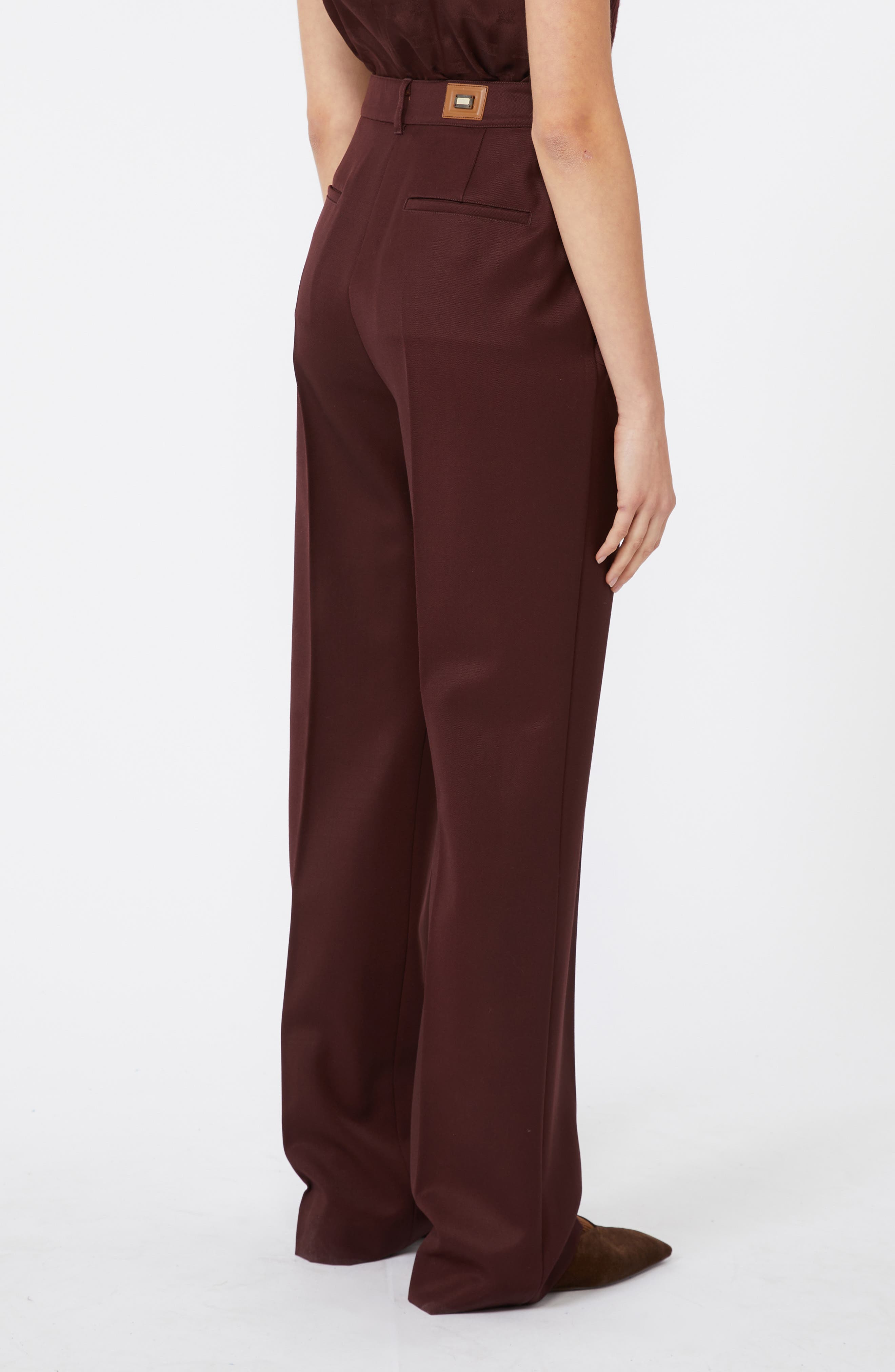 Max Mara Pleated Virgin Wool Twill Pants in Cherry at Nordstrom - 2