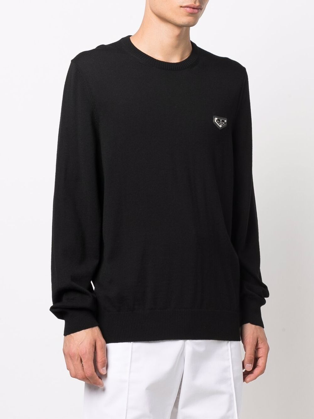 logo-plaque crew neck jumper - 3