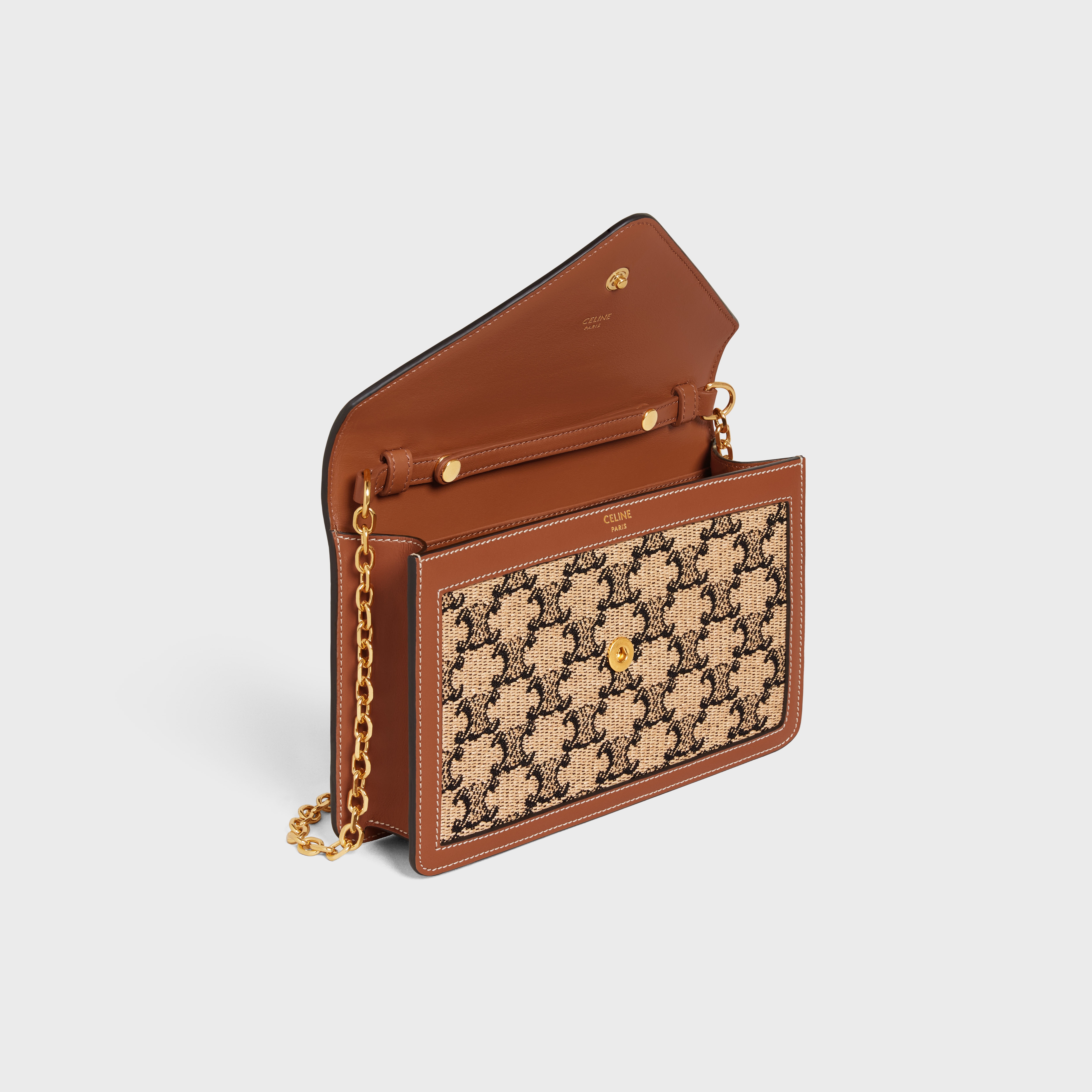 WALLET ON CHAIN in TEXTILE WITH TRIOMPHE AND CALFSKIN - 4