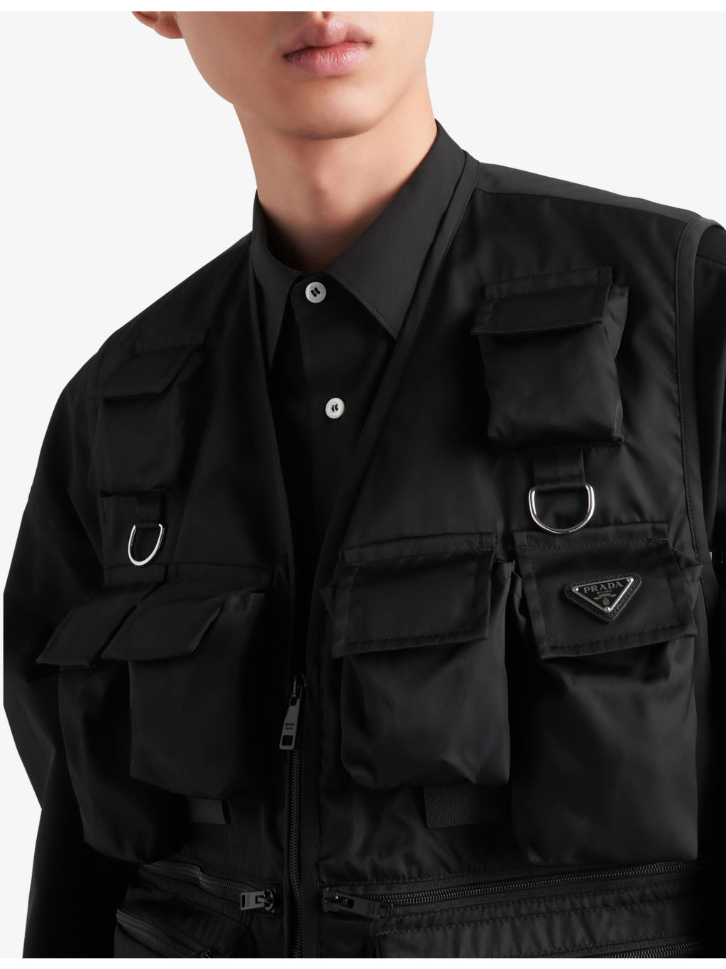 Logo-print quilted-pattern Re-Nylon vest - 4