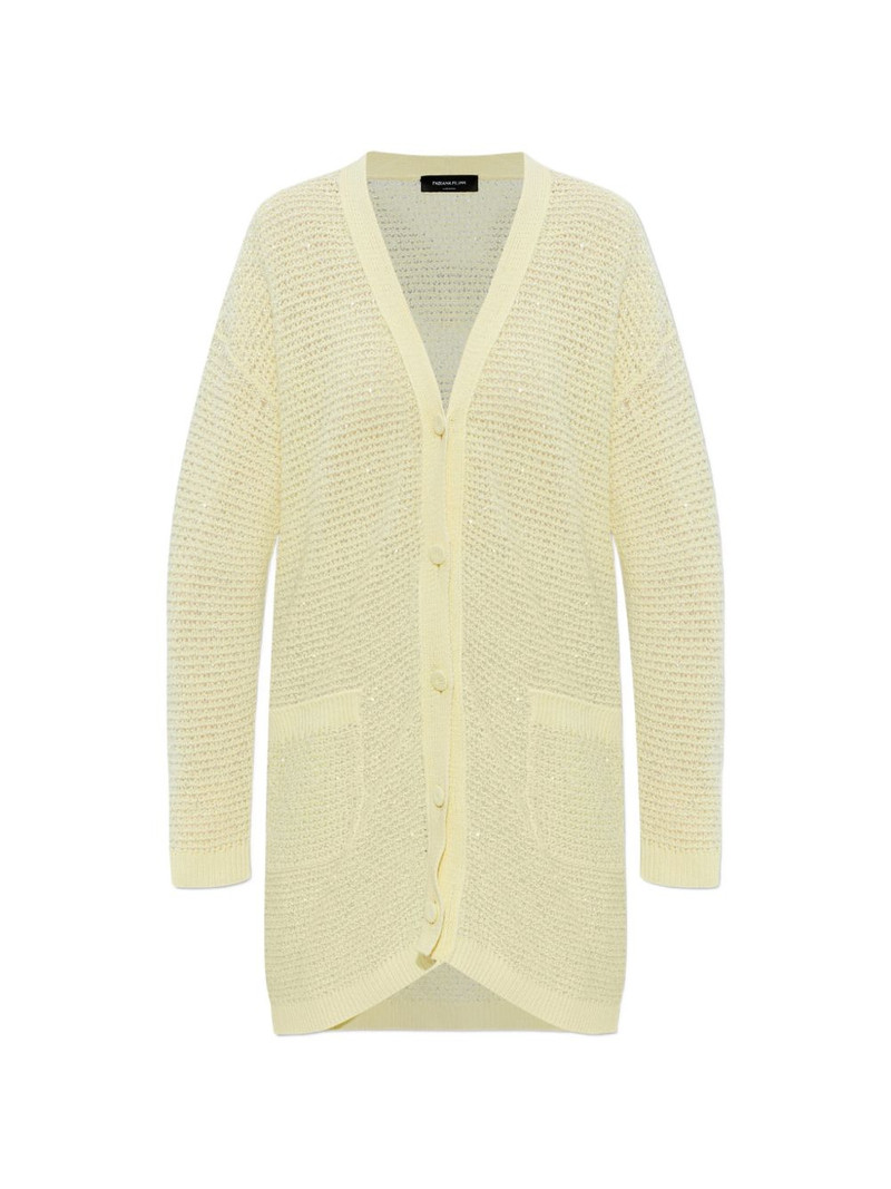 sequin-embellished open-knit cardigan 1