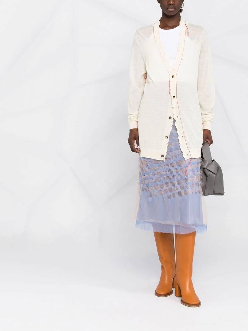 Maison Margiela contrast-stitch logo-embroidered cardigan outlook