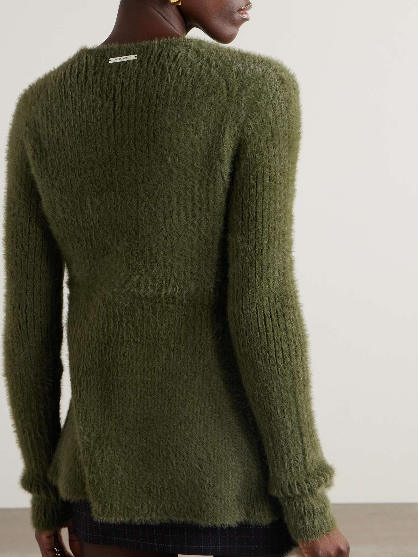 Teria satin-trimmed brushed-knit cardigan - 3
