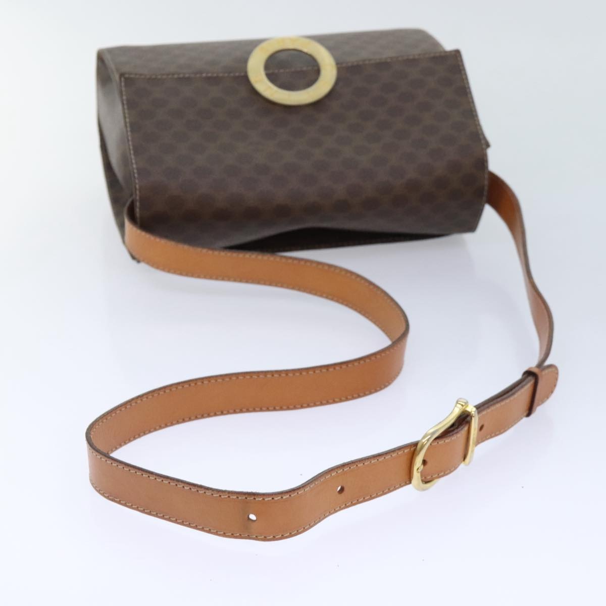 CELINE Macadam Canvas Shoulder Bag Pvc Leather Brown - 7