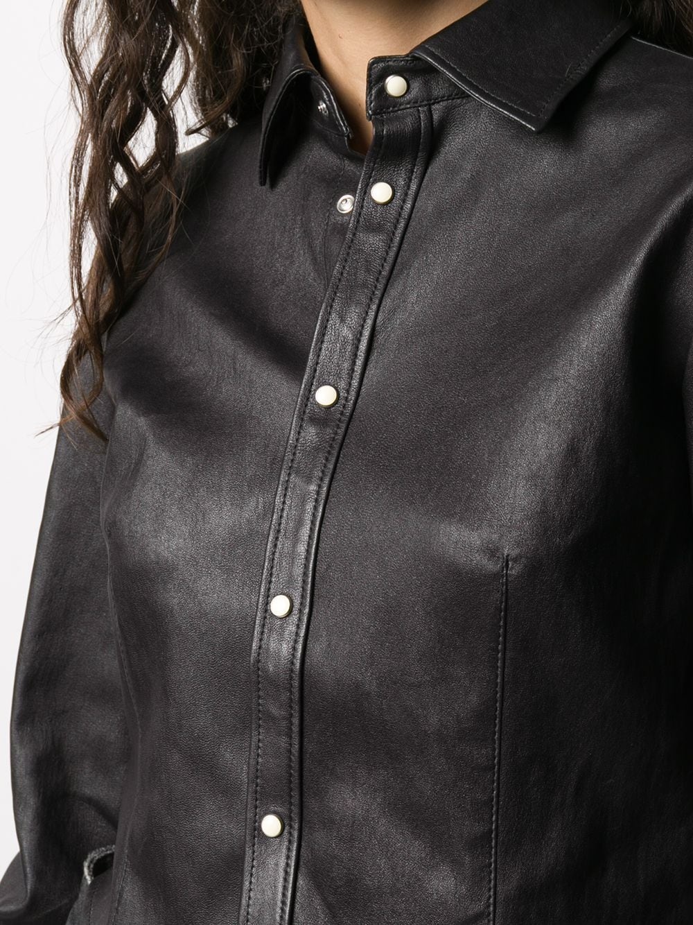 cropped leather shirt - 5