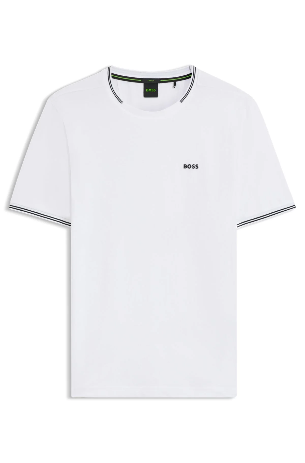 STRETCH-COTTON T-SHIRT WITH STRIPES AND LOGO - 1