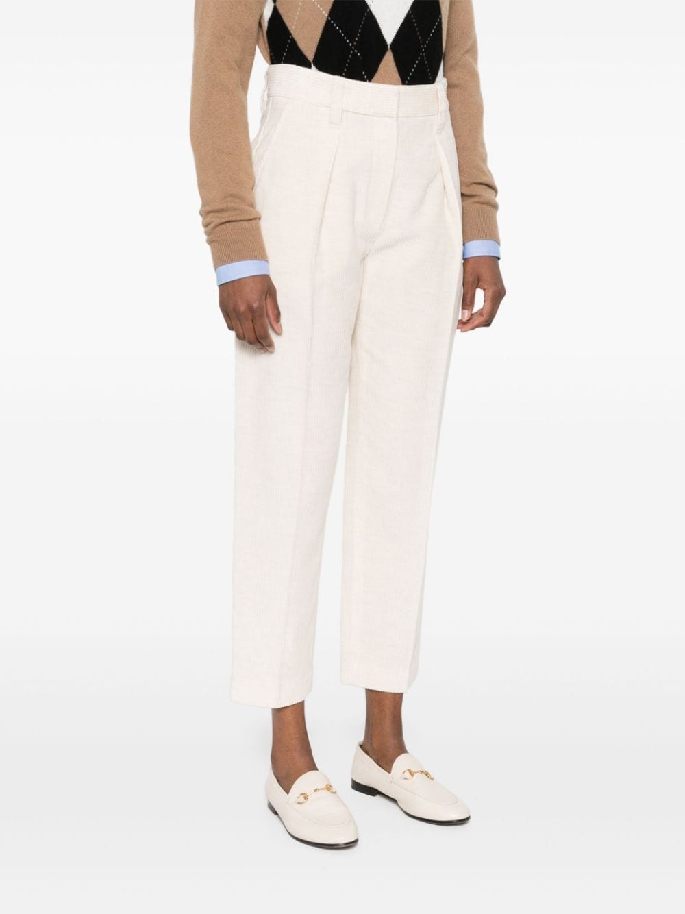 pressed-crease corduroy trousers - 3