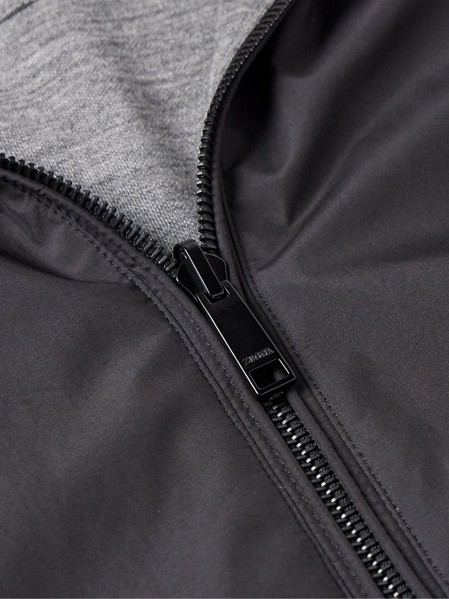 Reversible Shell and Cashmere, Cotton and Silk-Blend Jacket Black - 4