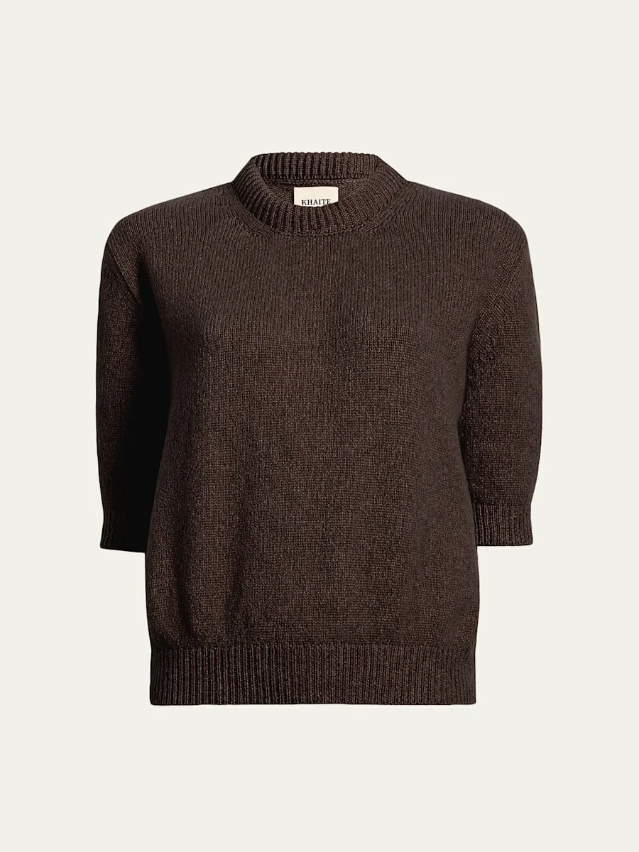 Davin Short-Sleeve Cashmere Sweater - 1