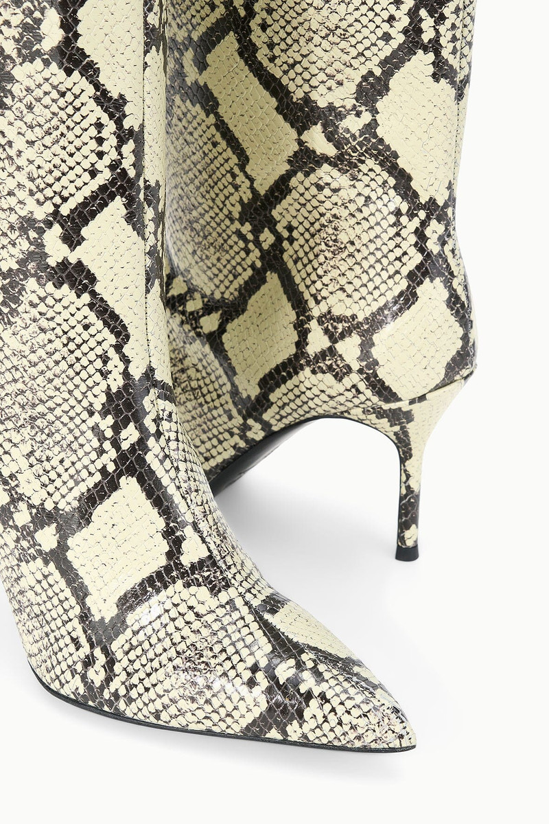 STAUD SEBASTIAN HIGH HEEL BOOT WHITE SNAKE 7