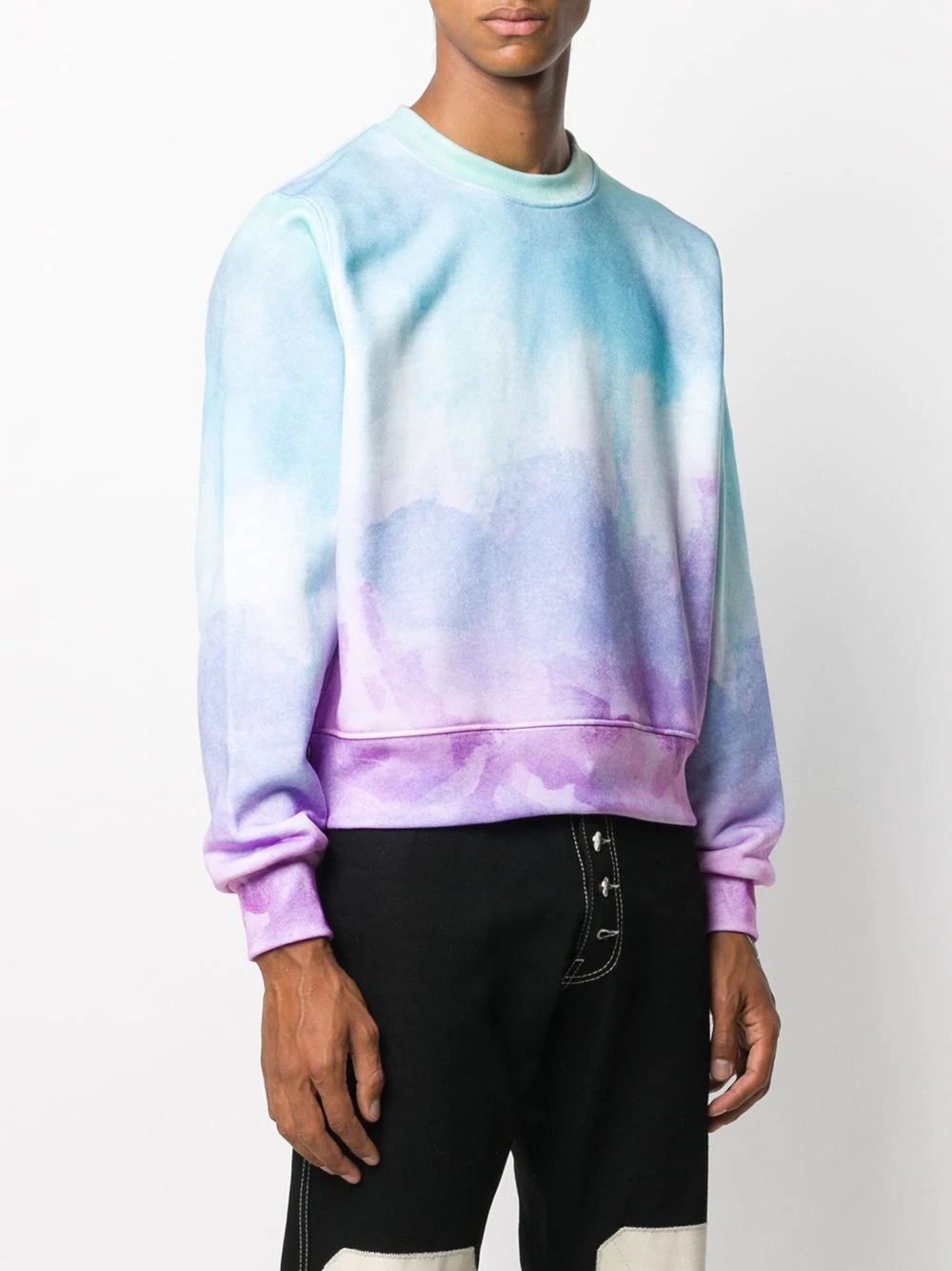 watercolor-print crew-neck sweatshirt - 3