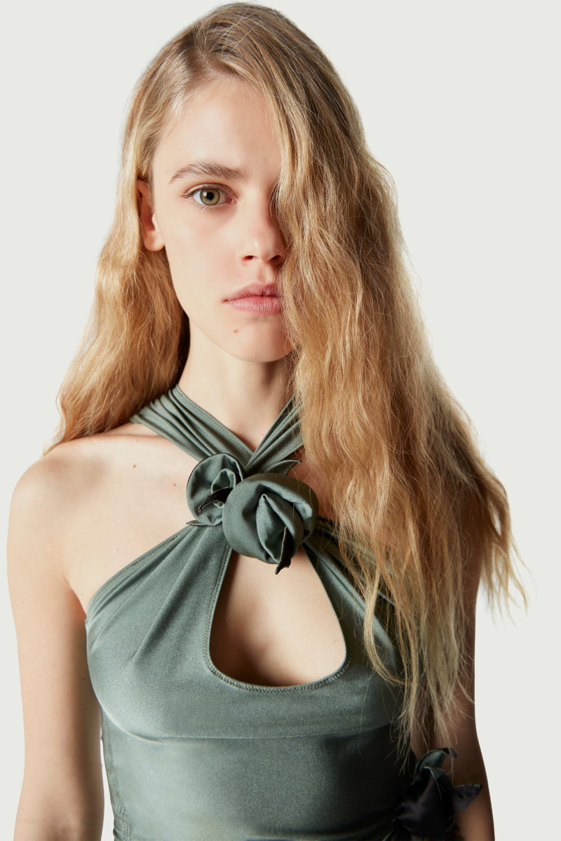 Crossover flower mini dress 1