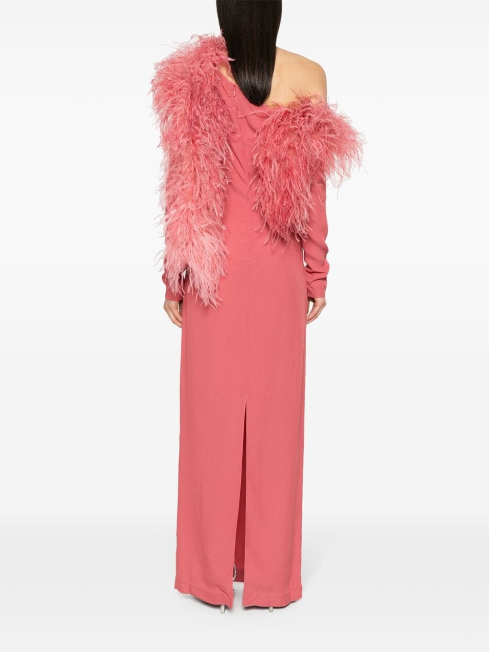 Garbo feather-trim maxi dress - 4