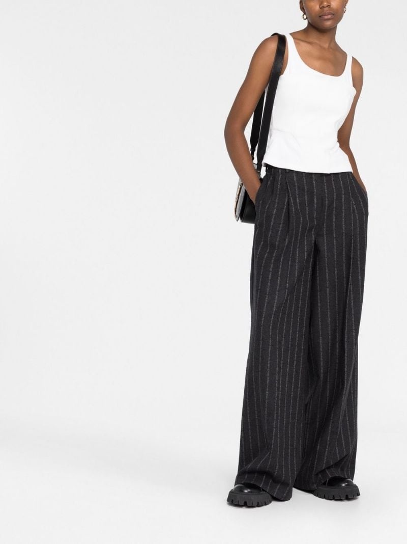 logo-pinstripe trousers - 2