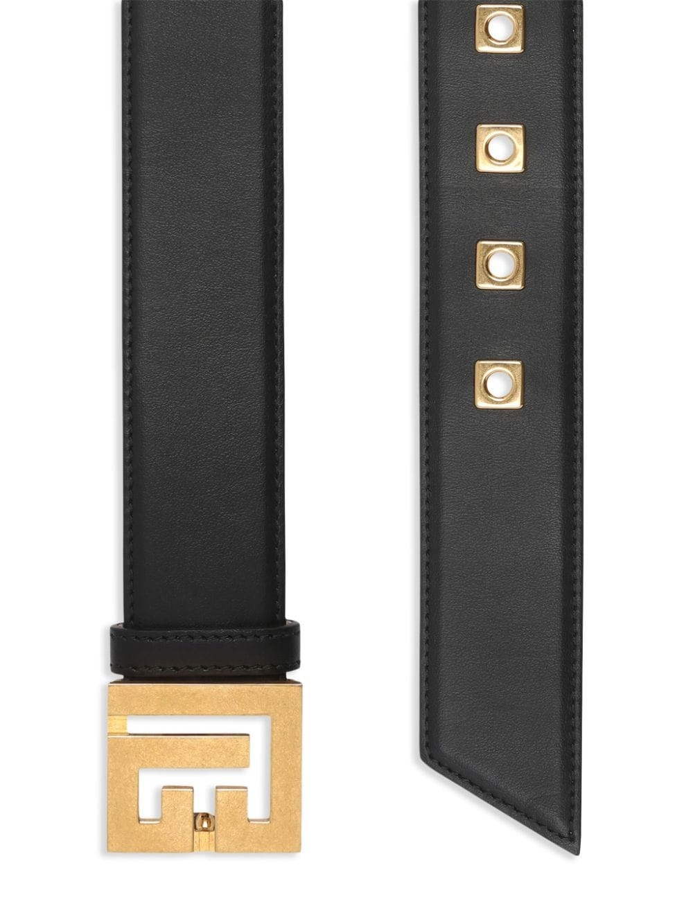 logo-plaque leather belt - 2