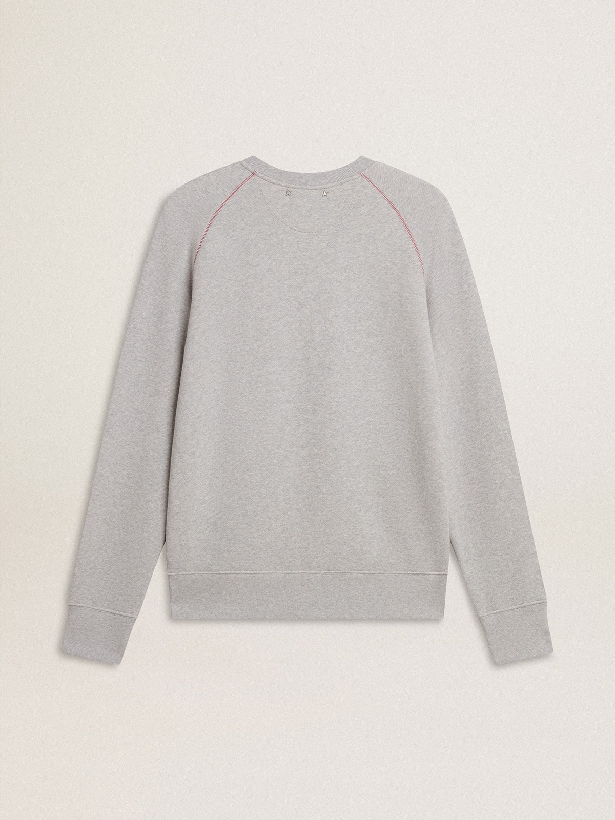 Men’s gray round neck sweatshirt with contrast stitching - 6