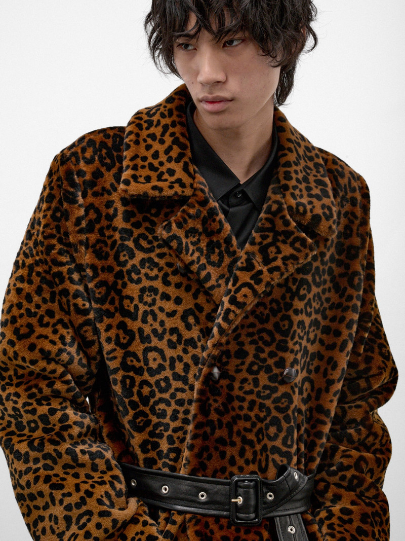Cheetah Shearling Belted Coat 5