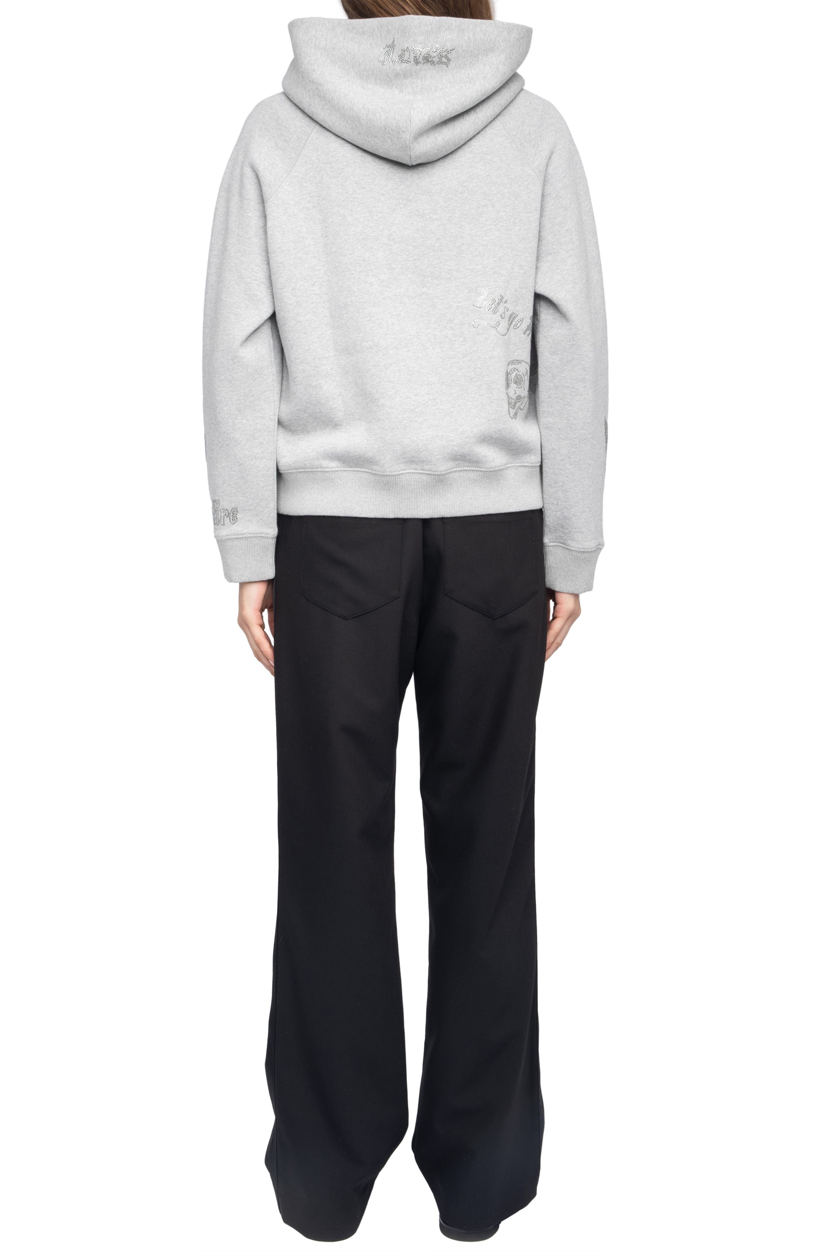 Zadig & Voltaire Georgy Multicusto Strass Cotton Hoodie in Gris Chine at Nordstrom - 7