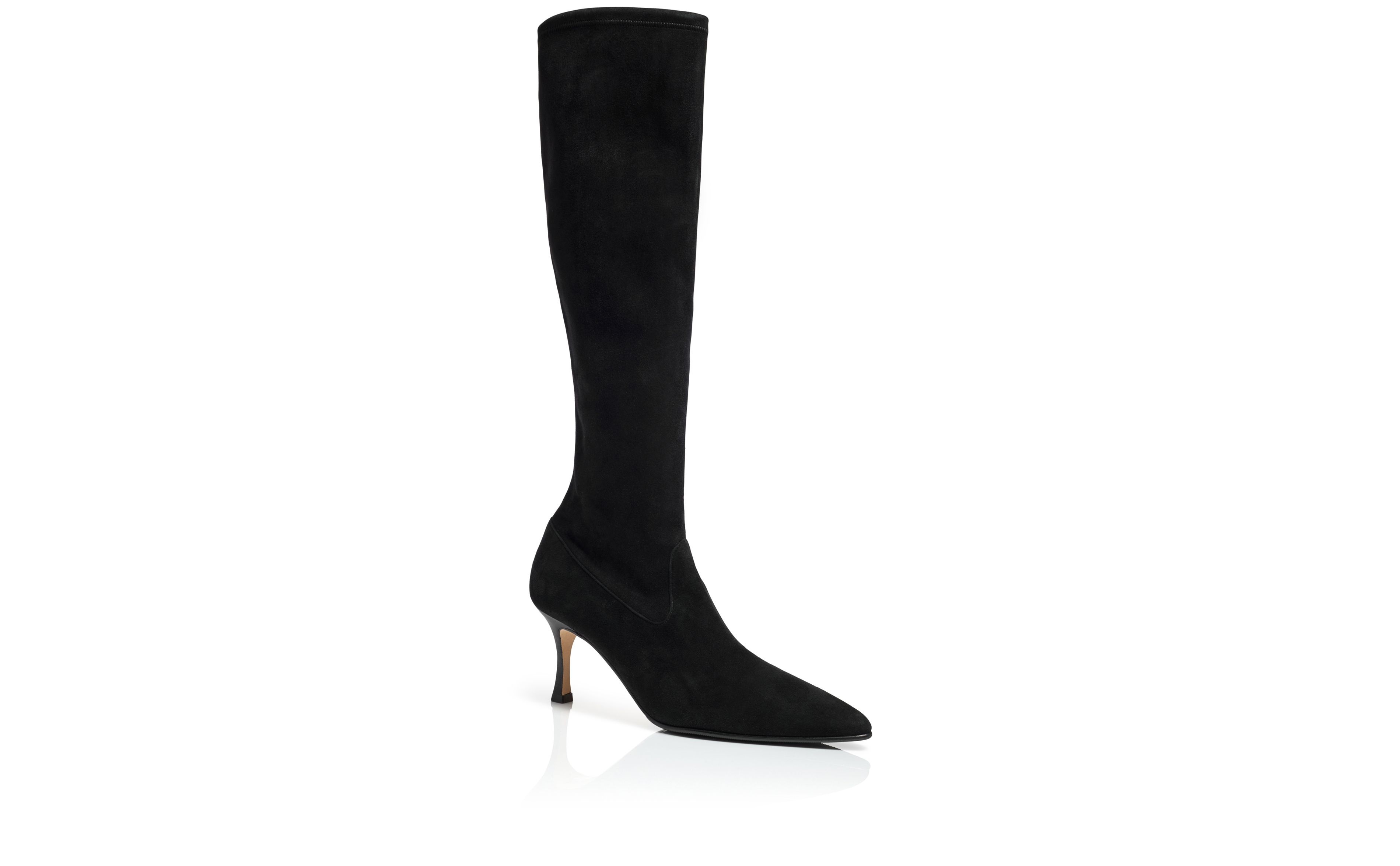 Black Suede Knee High Boots - 3