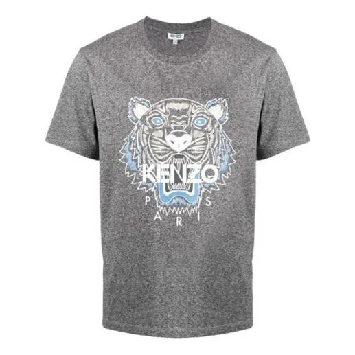 Men's KENZO Classic Tiger Head Printing Round Neck Short Sleeve Gray FA55TS0504YA-98 - 1