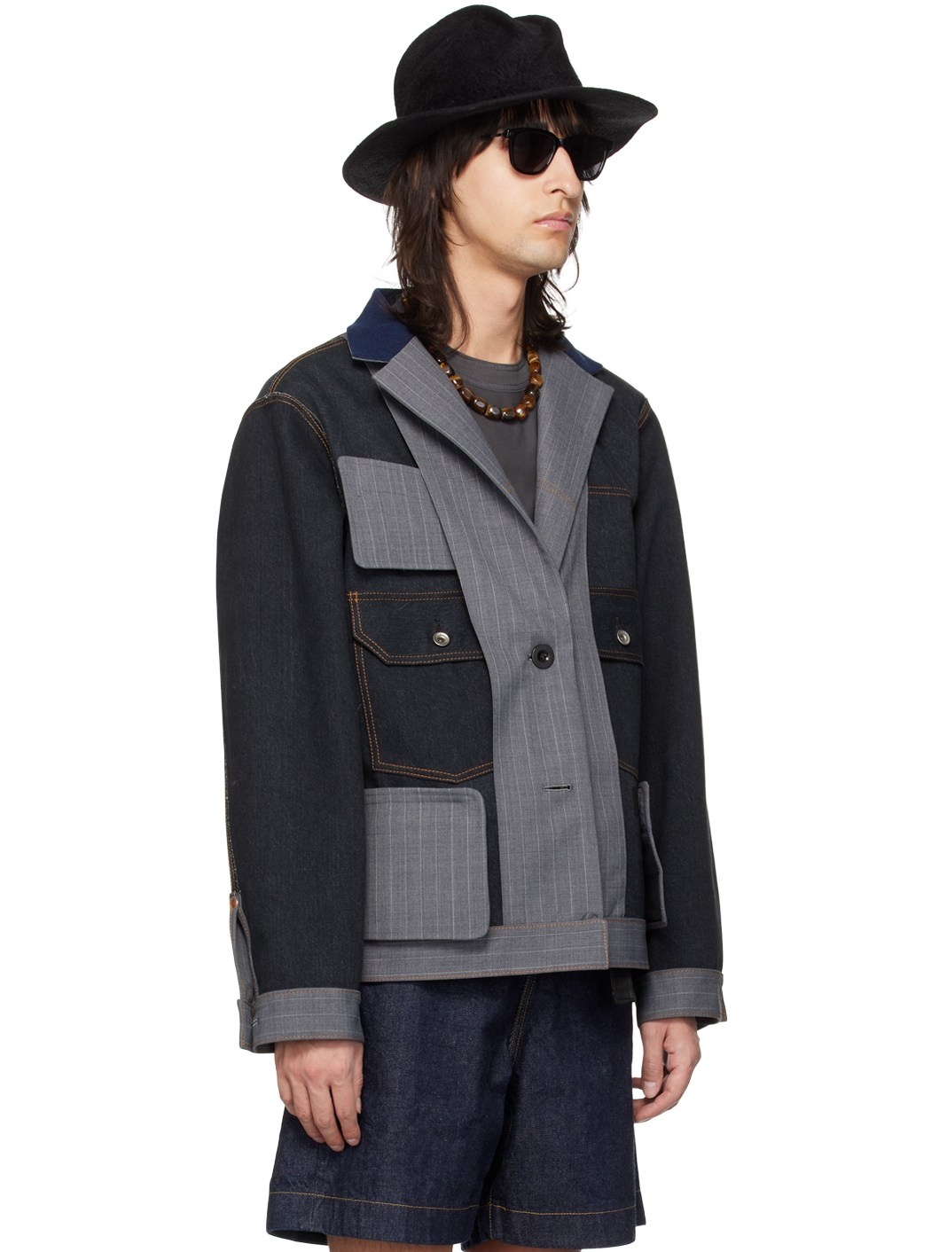 sacai Chalk Stripe Bonding Jacket | REVERSIBLE