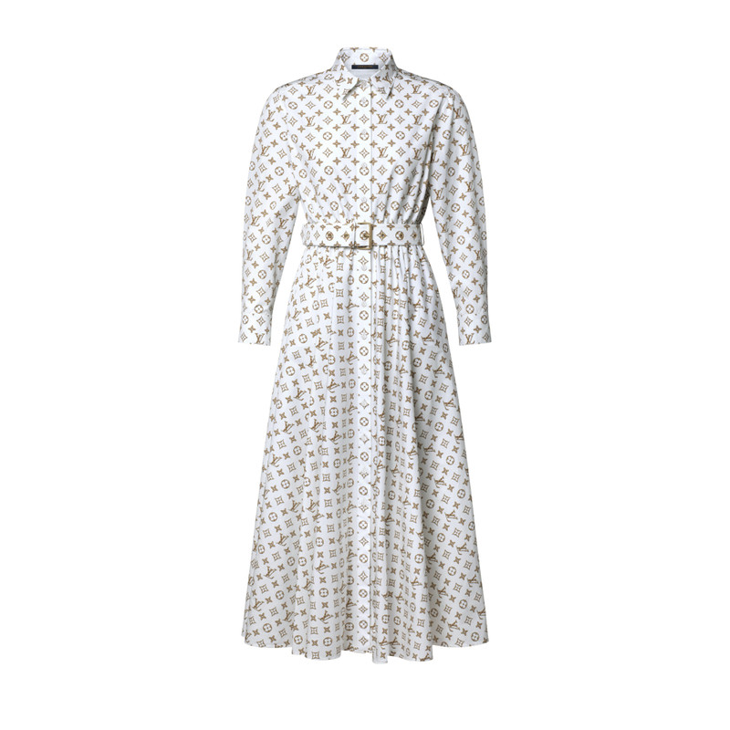 Woven Monogram Print Shirt Dress 1