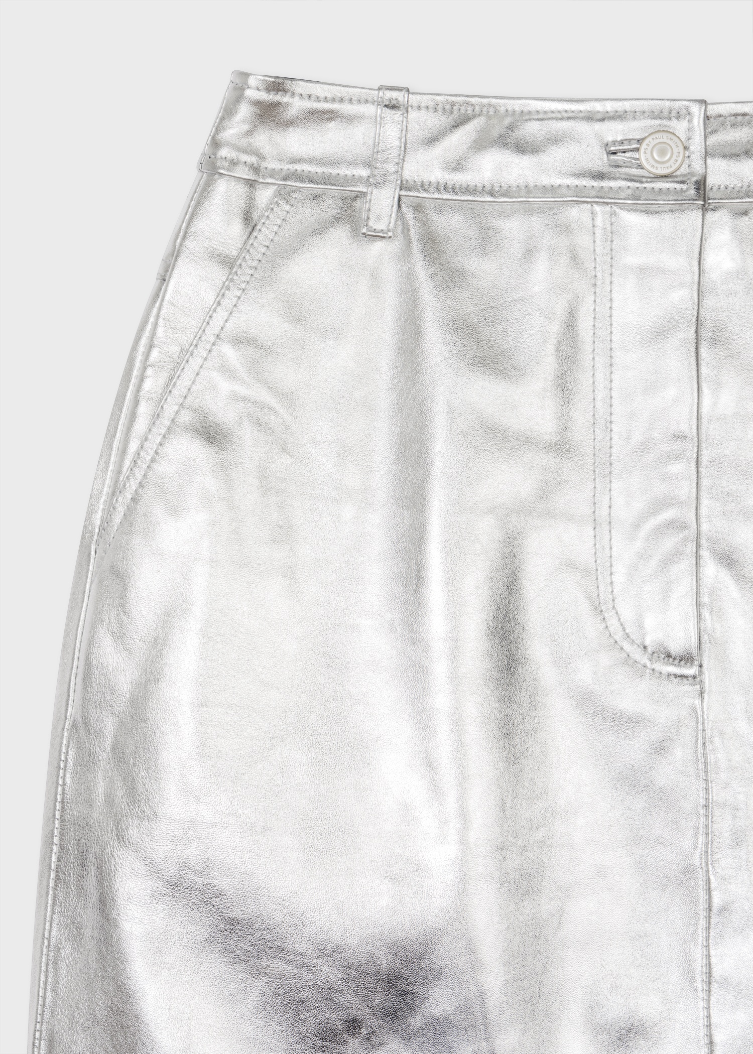 Women's Leather Silver Skirt - 2
