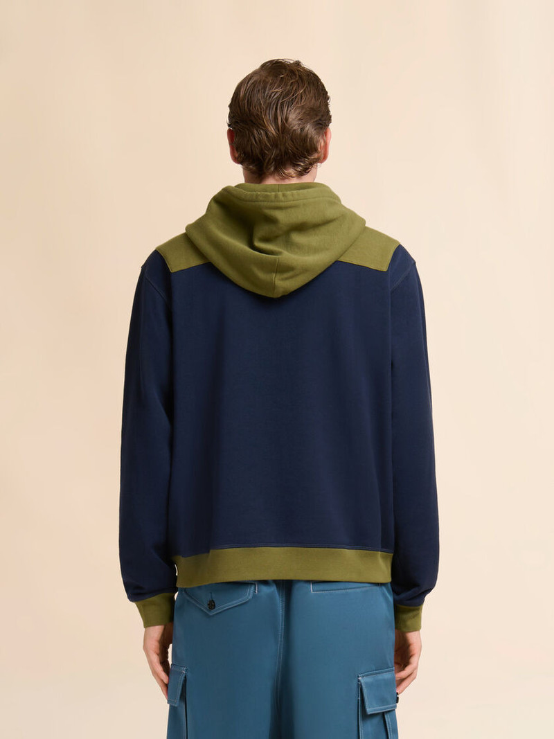 DEEP BLUE COTTON SWEATSHIRT WITH CONTRAST ACCENTS 3