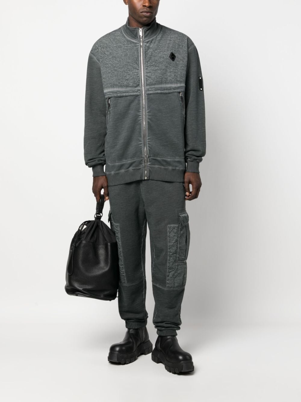 zip-up washed-cotton sweatshirt - 2