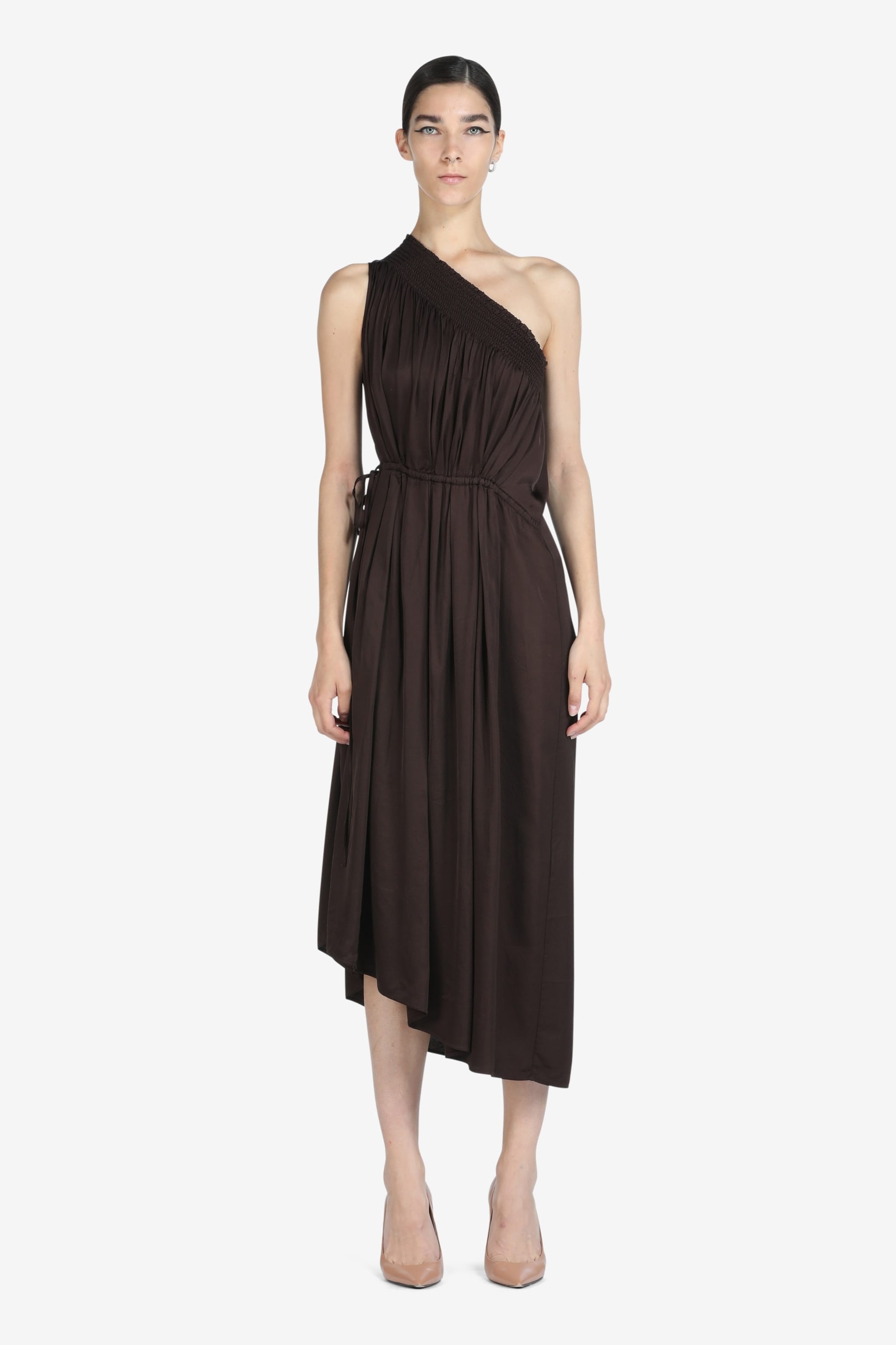 GATHERED ONE-SHOULDER DRESS - 1